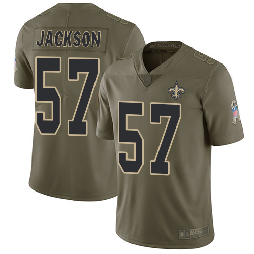 Men New Orleans Saints Limited Olive Rickey Jackson Jersey NFL Football #57 2017 Salute to Service Jersey